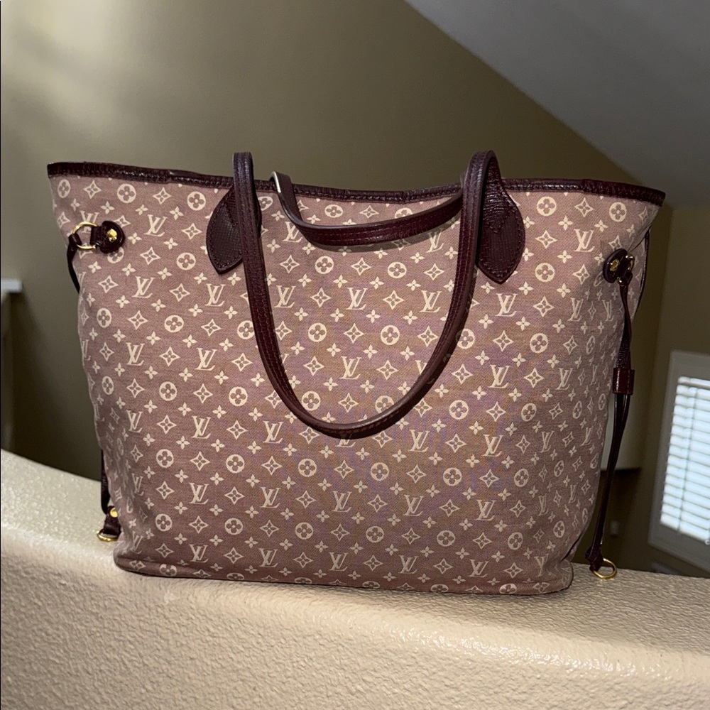Louis Vuitton Pink & Brown mini Lin neverfull MM Monogram SEPHIA Tote IDYLLE - Picture 5 of 17